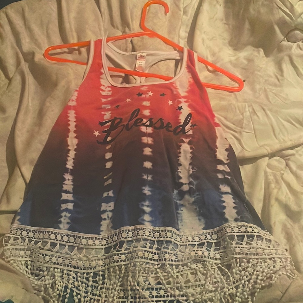 (7-9) medium cute 4th of july tank top